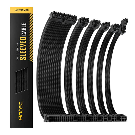 Antec 300mm Sleeved Braided Power Extension Cable Kit - Black  | dynacor.co.za
