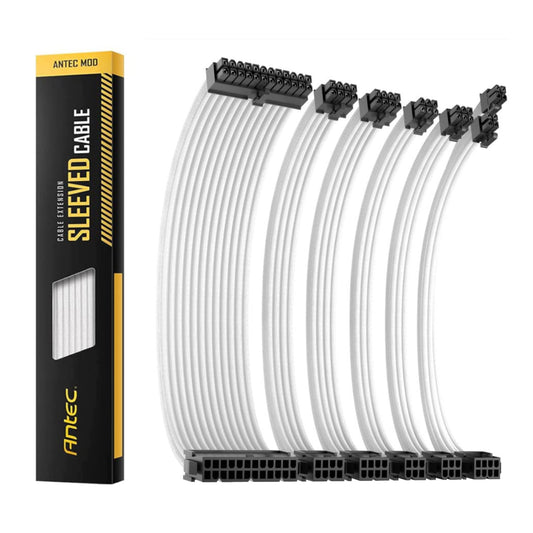 Antec 300mm Sleeved Braided Power Extension Cable Kit – White | dynacor.co.za