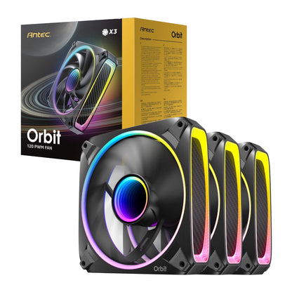 Antec ORBIT PWM 120mm ARGB Fan 3 Pack - Black | dynacor.co.za
