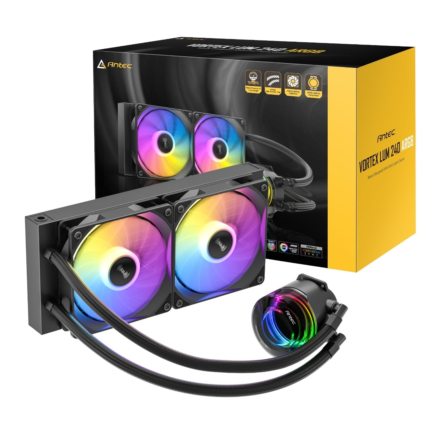 Antec VORTEX LUM 240 ARGB AIO CPU Liquid Cooler – Black | dynacor.co.za