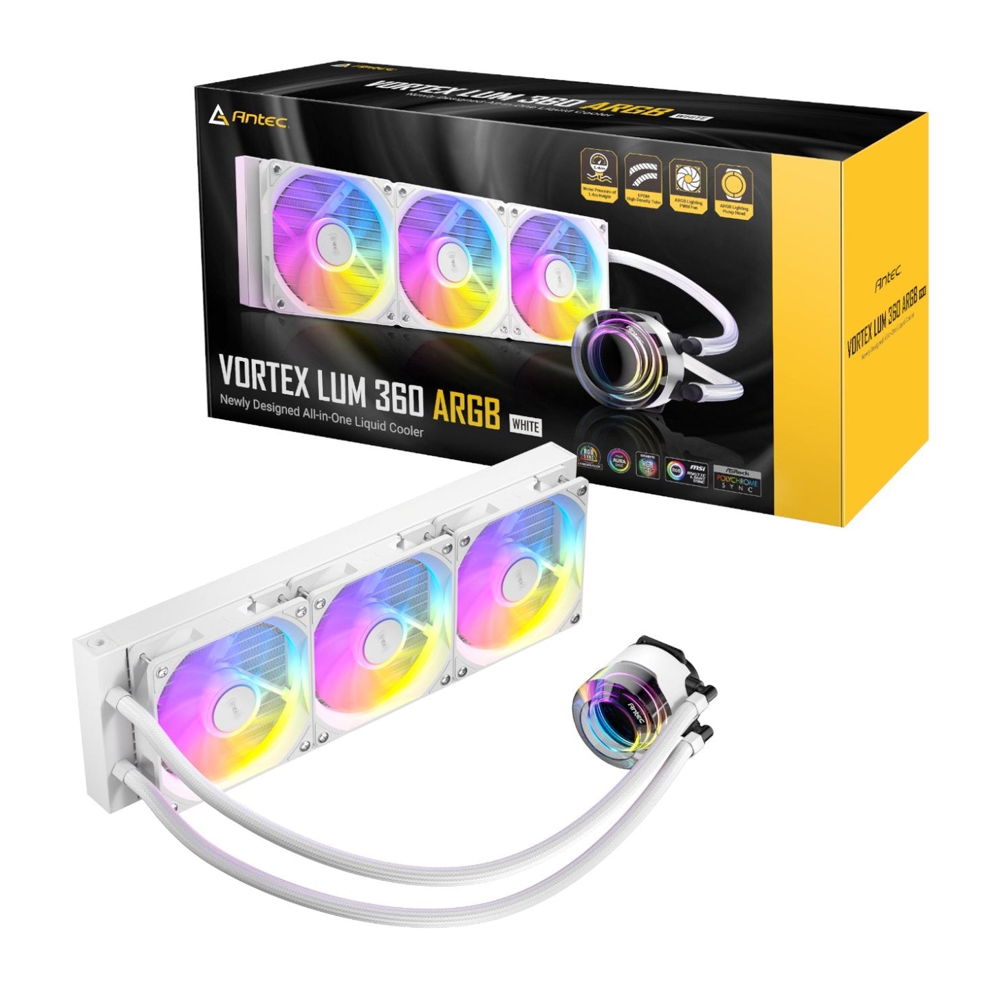 Antec VORTEX LUM 360 ARGB AIO CPU Liquid Cooler - White | dynacor.co.za