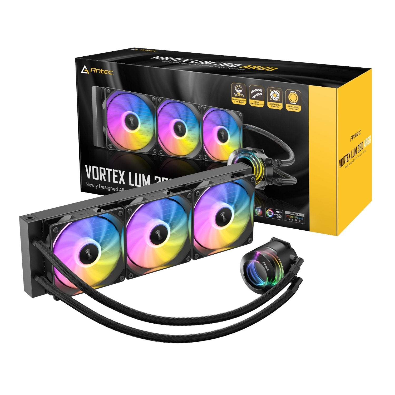 Antec VORTEX LUM 360 ARGB AIO CPU Liquid Cooler - Black | dynacor.co.za
