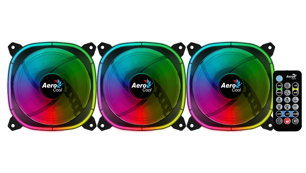 Aerocool Astro 12 Pro - Black - 12CM ARGB FANS x 3 | H66F HUB x 1 | REMOTE CONTROL x 1 | dynacor.co.za