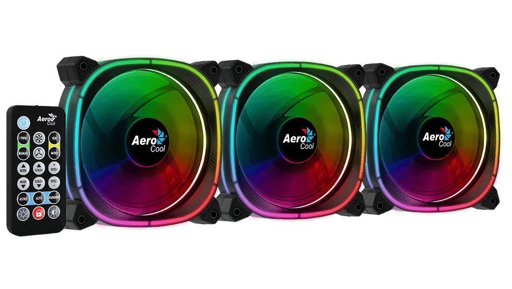 Aerocool Astro 12 Pro - Black - 12CM ARGB FANS x 3 | H66F HUB x 1 | REMOTE CONTROL x 1 | dynacor.co.za