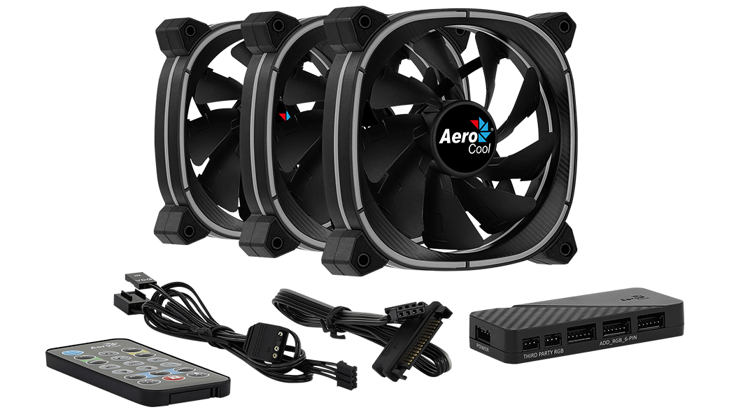 Aerocool Astro 12 Pro - Black - 12CM ARGB FANS x 3 | H66F HUB x 1 | REMOTE CONTROL x 1 | dynacor.co.za