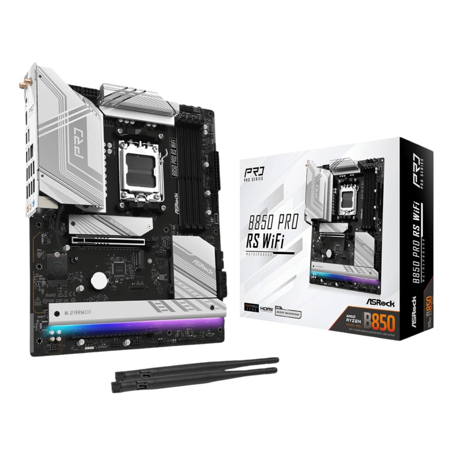 ASRock B850 Pro RS Wi-Fi ATX Motherboard (AMD AM5, DDR5, PCIe 5.0) | dynacor.co.za