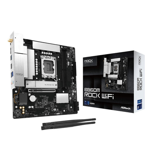 ASRock B860M Rock WiFi Intel LGA1851 MATX Gaming Motherboard | dynacor.co.za