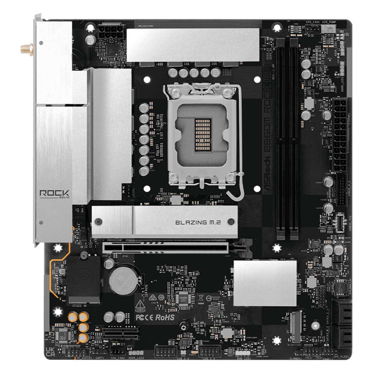 ASRock B860M Rock WiFi Intel LGA1851 MATX Gaming Motherboard | dynacor.co.za