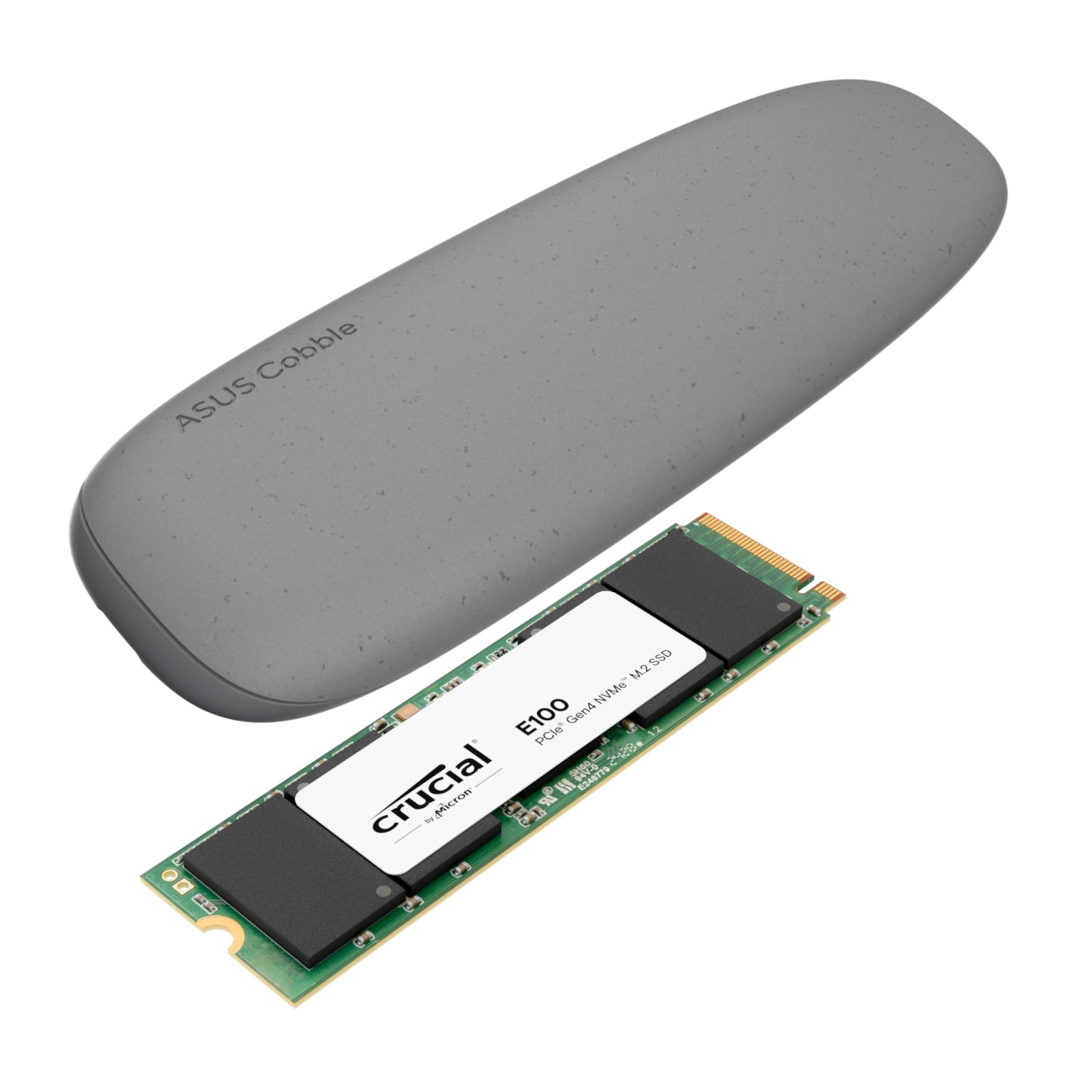 Asus Cobble M.2 SSD Type-C Enclosure and Crucial E100 480GB NVMe Bundle - Grey | dynacor.co.za
