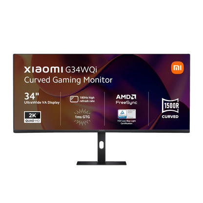 Xiaomi G34WQi 34" 1440p UltraWide VA Curved Gaming Monitor (180Hz, 1ms, 21:9, HDMI/DP, AMD FreeSync, and 1500R Curve) | dynacor.co.za
