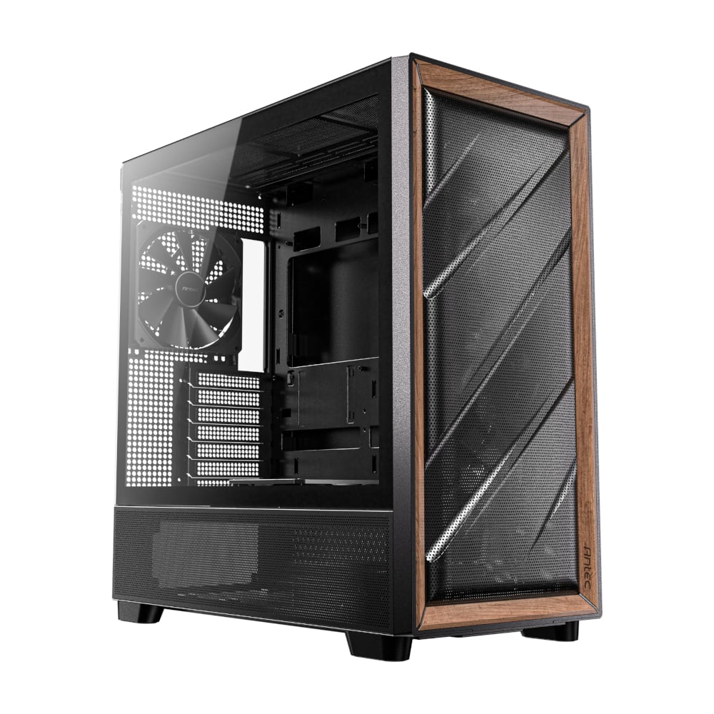 Antec FLUX ATX WOOD Mid Tower Gaming Chassis – Black | dynacor.co.za