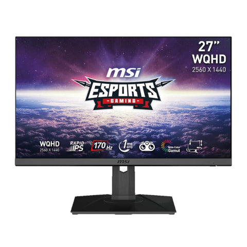 MSI G272QPF 27" Gaming Monitor 2560 x 1440 (QHD) Rapid IPS 1ms 170Hz G-Sync Compatible HDR Ready HDMI Displayport Tilt Swivel Height Adjustable Pivot | dynacor.co.za