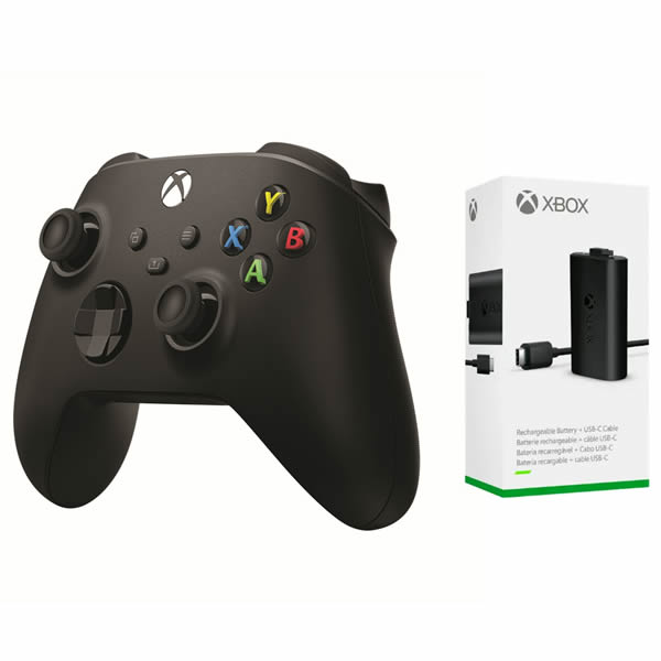 XBOX Carbon Black Controller + Rechargeable Battery + USB-C Cable | dynacor.co.za