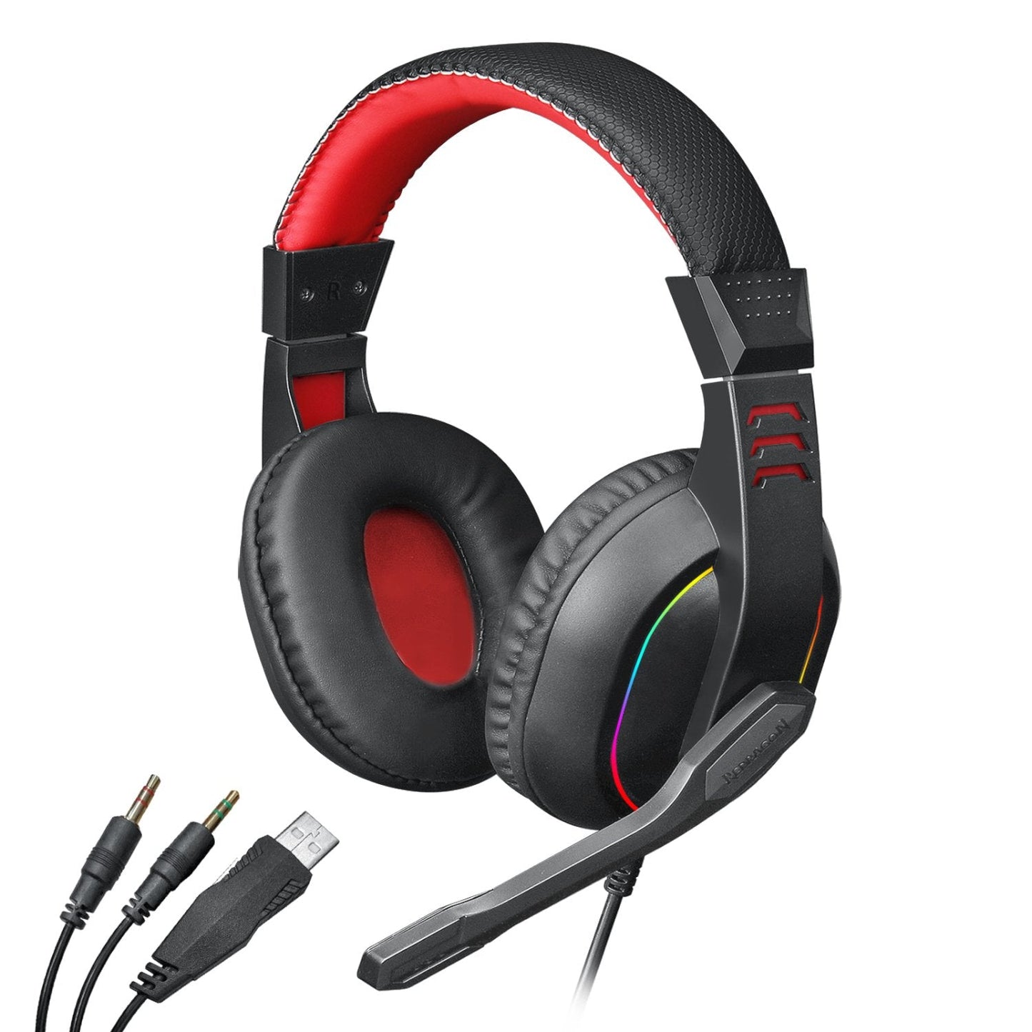 Redragon Over-Ear ARES Aux RGB Gaming Headset - Black | dynacor.co.za