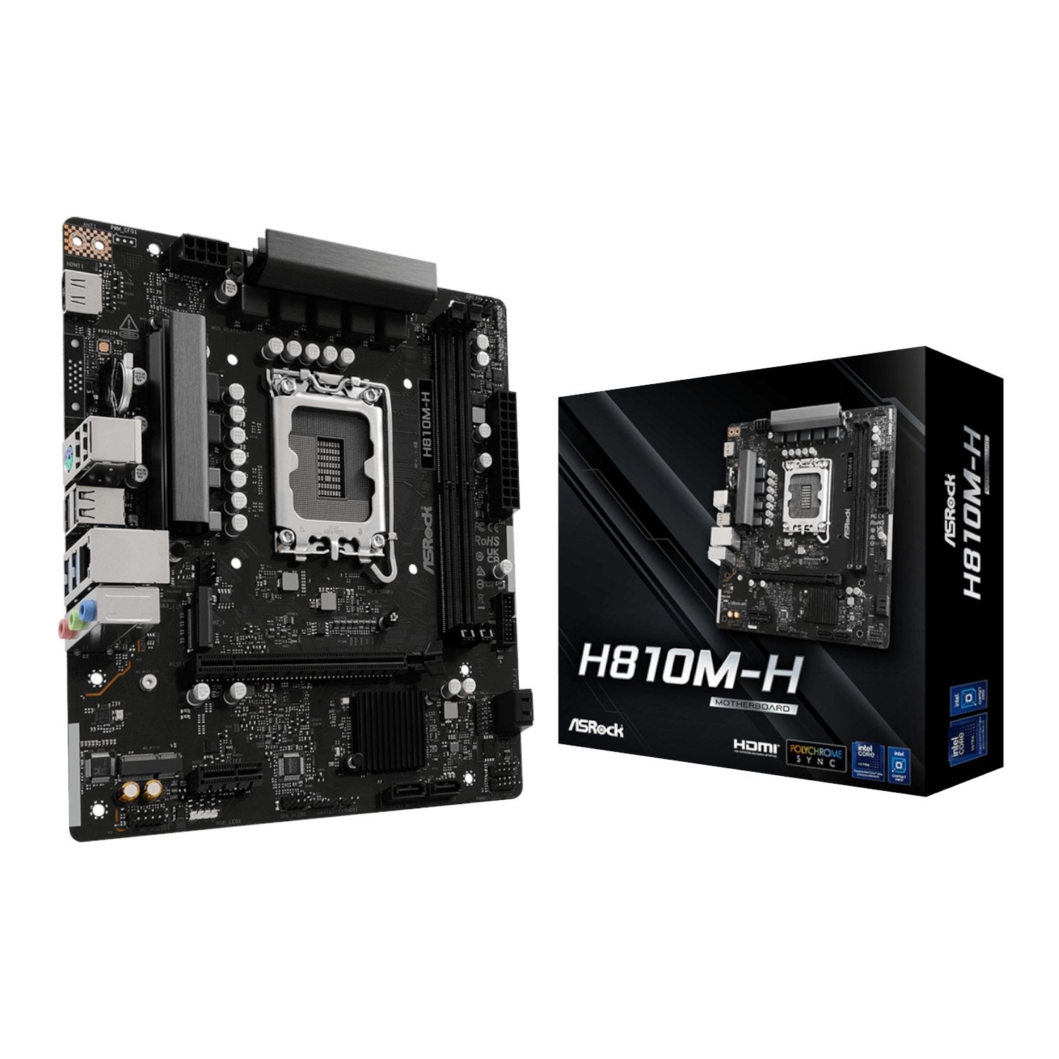 ASRock H810M-H Intel LGA1851 Micro ATX Motherboard - Black | dynacor.co.za