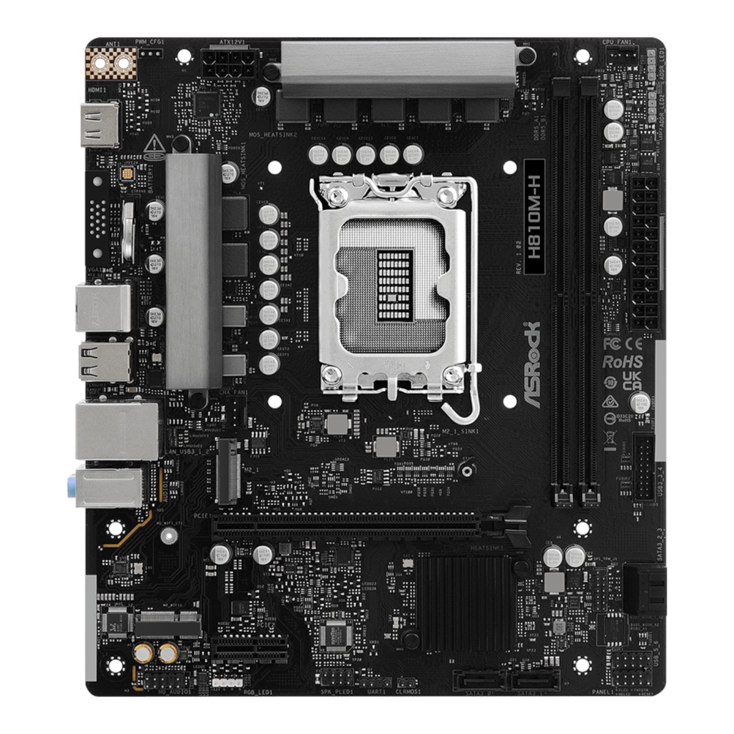 ASRock H810M-H Intel LGA1851 Micro ATX Motherboard - Black | dynacor.co.za