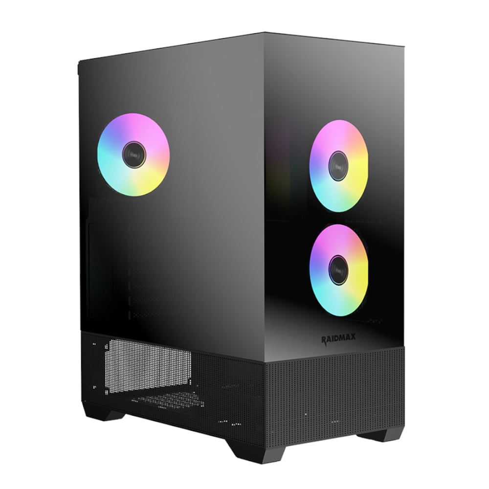 Raidmax I801 AIR CHROME E-ATX |ATX | Micro-ATX | Mini-ITX ARGB Mid-Tower Gaming Chassis - Black | dynacor.co.za
