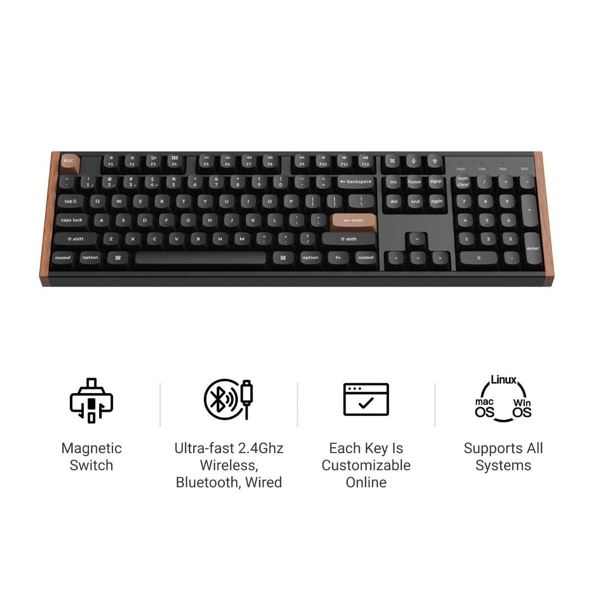 Keychron K10 HE 100% Wireless Magnetic Gaming Keyboard Nebula Switches – Black | dynacor.co.za
