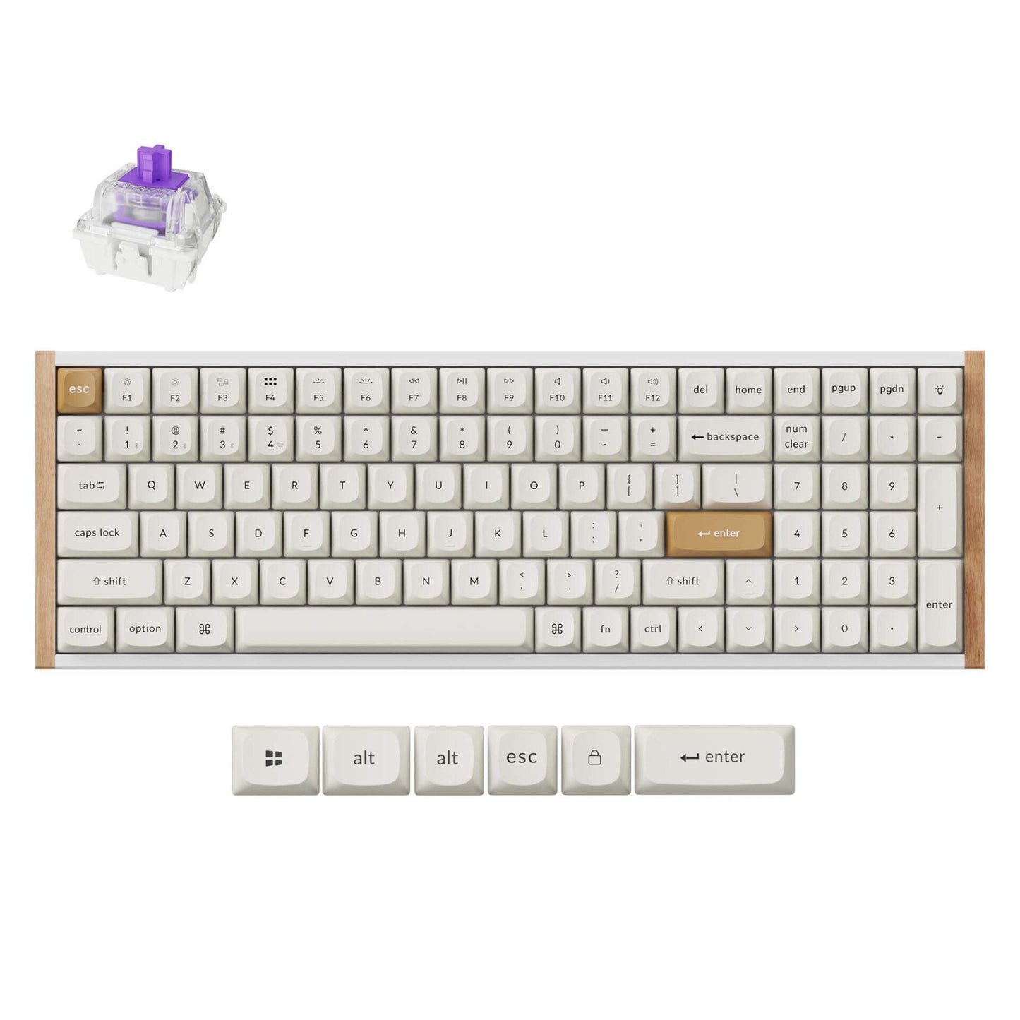 Keychron K4 HE 96% Magnetic Switch Hot-Swap RGB Wireless Keyboard – White (Wood + Aluminium) | dynacor.co.za