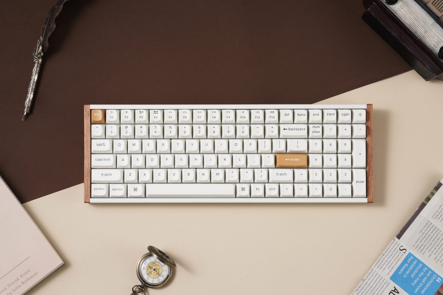 Keychron K4 HE 96% Magnetic Switch Hot-Swap RGB Wireless Keyboard – White (Wood + Aluminium) | dynacor.co.za