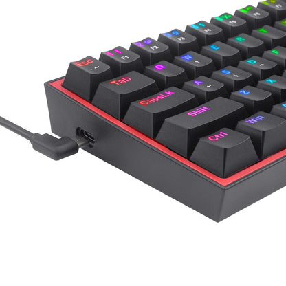 Redragon K617 FIZZ 60% Wired RGB Gaming Keyboard - Black | dynacor.co.za