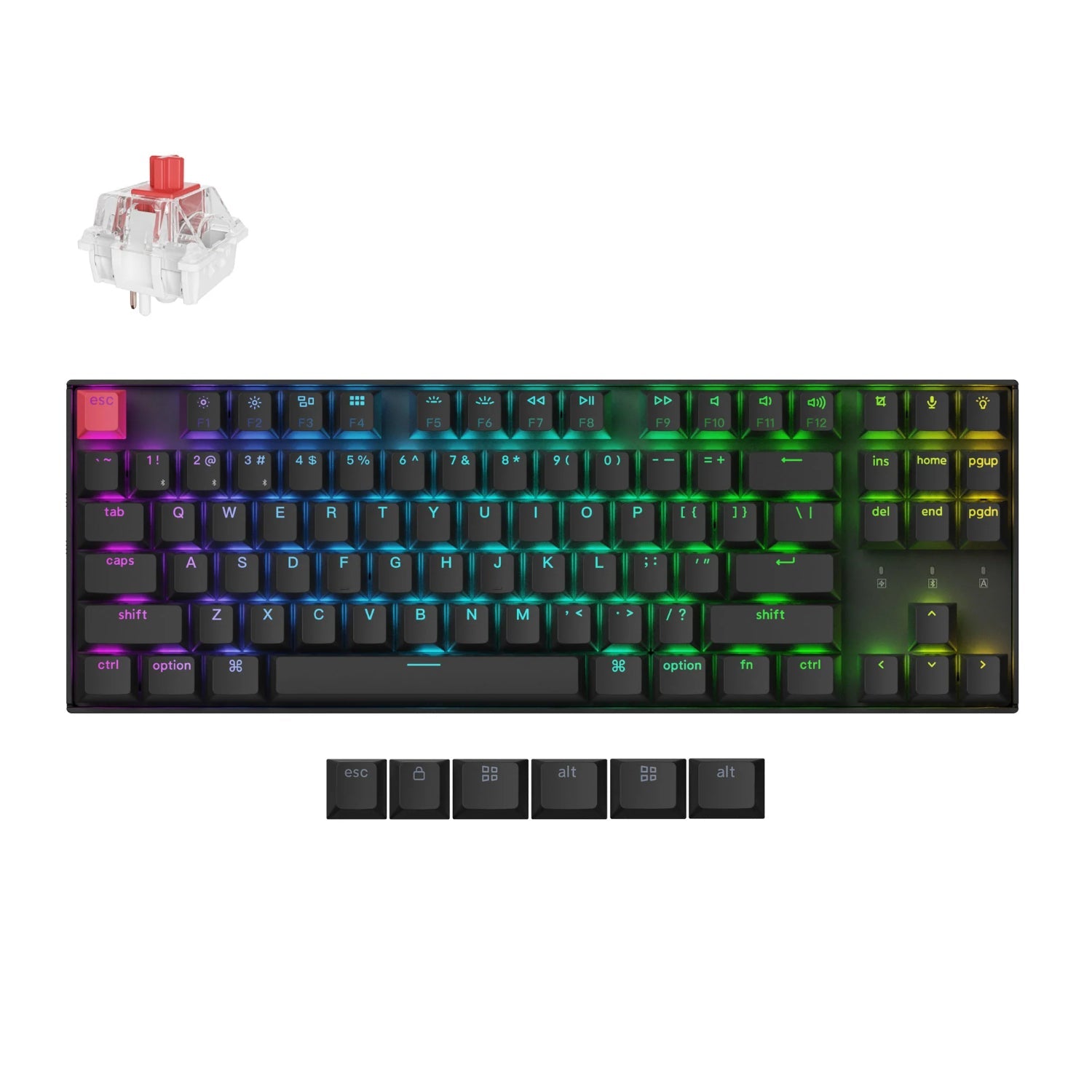 Keychron K8 QMK 80% TKL Wireless Mechanical Keyboard V2 Red Switches - Black | dynacor.co.za