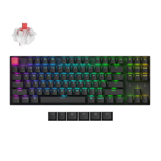 Keychron K8 QMK 80% TKL Wireless Mechanical Keyboard V2 Red Switches - Black | dynacor.co.za