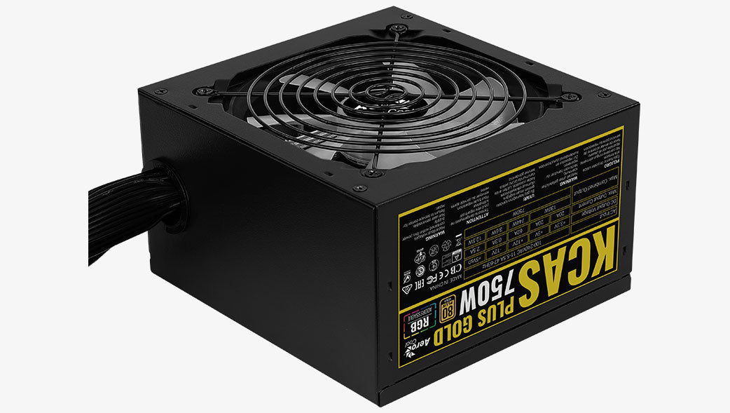 Aerocool KCAS PLUS Gold750W RGB PSU - ATX 24 PIN; 2x 4+4PIN CPU; 8x SATA; 4x PATA; 3x PCIe 6+2PIN. | dynacor.co.za