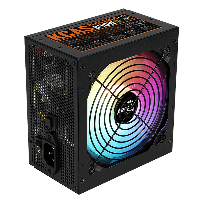 Aerocool KCAS PLUS Gold 850W RGB PSU - ATX 24 PIN; 2x 4+4PIN CPU; 8x SATA; 4x PATA; 3x PCIe 6+2PIN. | dynacor.co.za