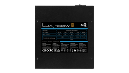 Aerocool LUX Bronze 750W  PSU - ATX 24 PIN; 1x 4+4PIN CPU; 5x SATA; 4x PATA; 2x PCIe 6+2PIN. | dynacor.co.za