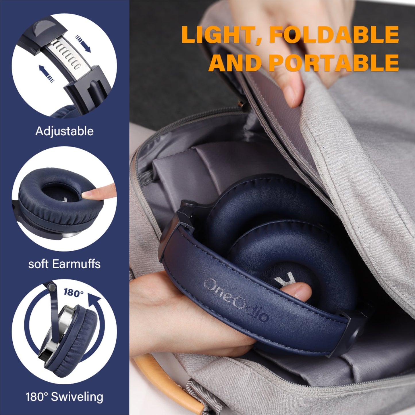 Oneodio Pro 10 Professional Wired Over Ear DJ and Studio Monitoring Headphones - Dark Blue | dynacor.co.za