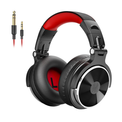Oneodio Pro 10 Professional Wired Over Ear DJ and Studio Monitoring Headphones - Red/Black | dynacor.co.za