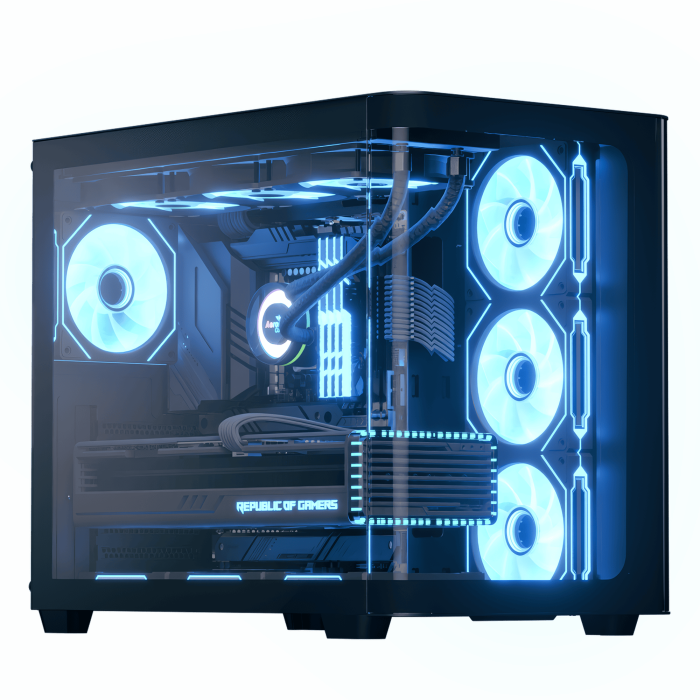 Aerocool P500C Black Mid tower case - Includes 120mm ARGB Fan x 4 and 4-port ARGB control hub - ATX - 3x 2.5'' or 2x3.5'' - 360m | dynacor.co.za
