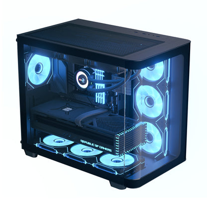 Aerocool P500C Black Mid tower case - Includes 120mm ARGB Fan x 4 and 4-port ARGB control hub - ATX - 3x 2.5'' or 2x3.5'' - 360m | dynacor.co.za