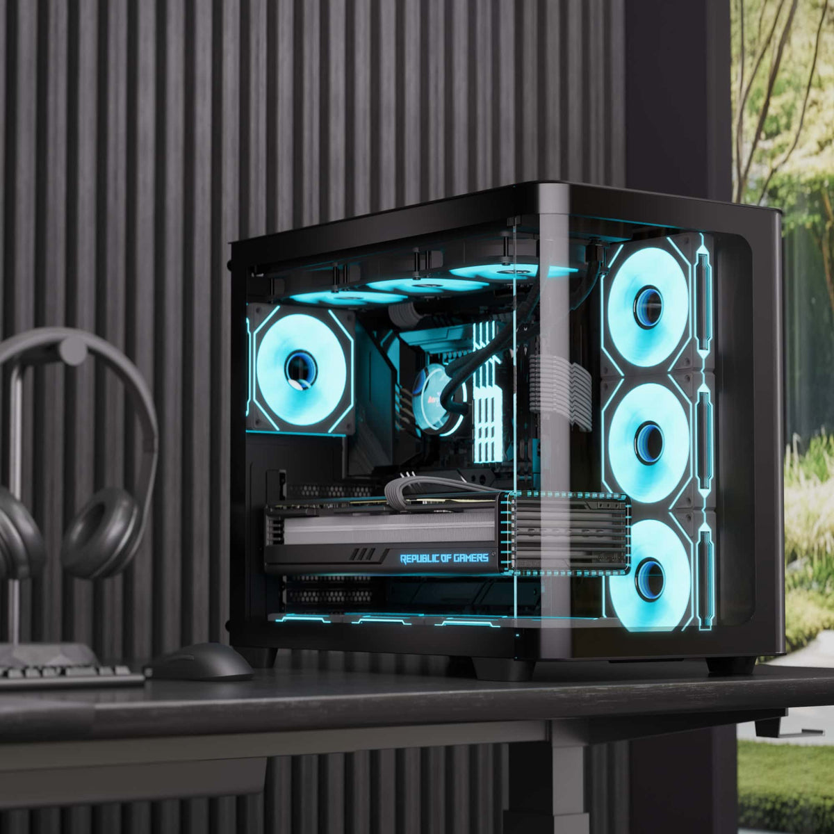 Aerocool P500C Black Mid tower case - Includes 120mm ARGB Fan x 4 and 4-port ARGB control hub - ATX - 3x 2.5'' or 2x3.5'' - 360m | dynacor.co.za