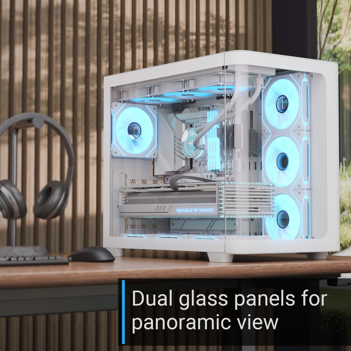 Aerocool P500C White Mid tower case - Includes 120mm ARGB Fan x 4 and 4-port ARGB control hub - ATX - 3x 2.5'' or 2x3.5'' - 360m | dynacor.co.za