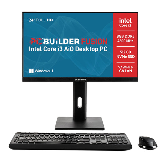 PCBuilder FUSION 24" Intel Core i3-12100 8GB DDR5 512GB Windows 11 AiO Desktop PC | dynacor.co.za