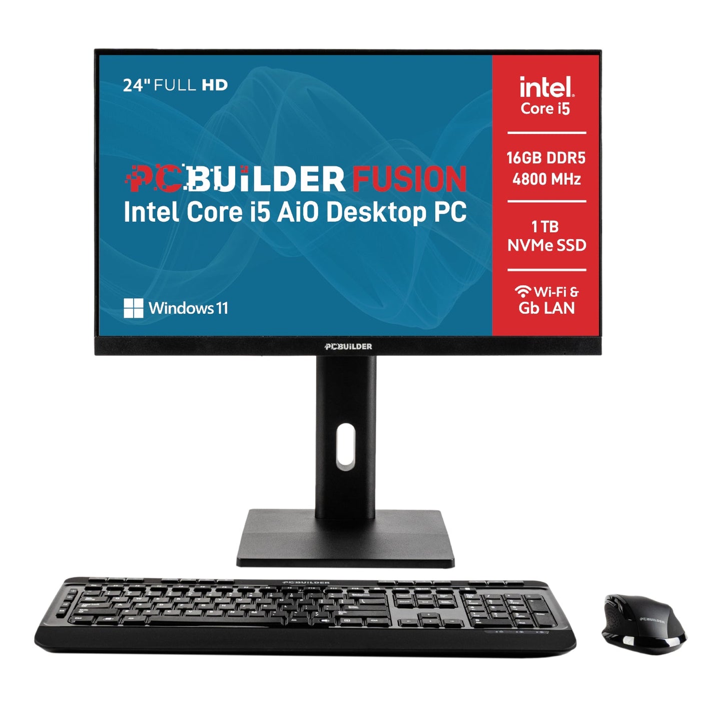 PCBuilder FUSION 24" Intel Core i5-12400 16GB DDR5 1TB Windows 11 Pro AiO Desktop PC | dynacor.co.za