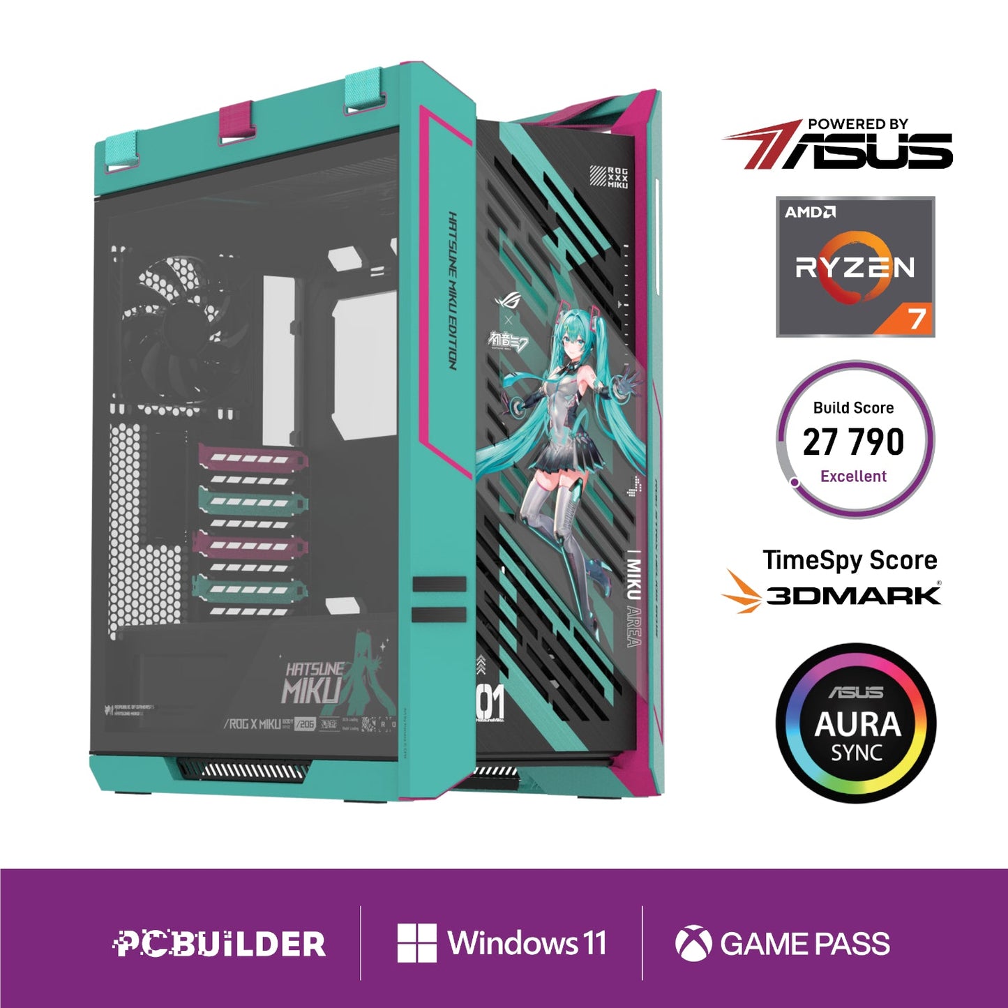 PCBuilder Ryzen 7 9800X3D ASUS X MIKU Windows 11 Gaming PC | dynacor.co.za