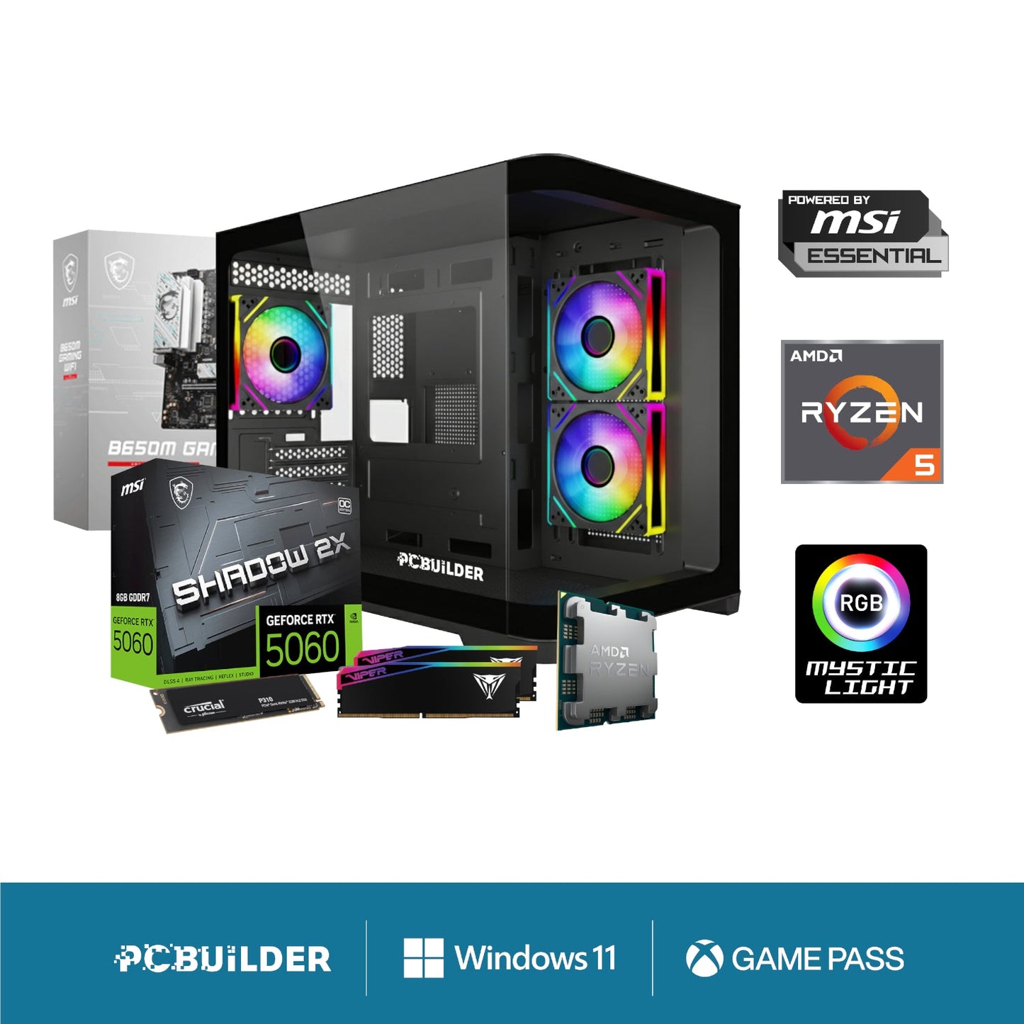 PCBuilder Ryzen 5 7600 SPECIALIST Windows 11 Gaming PC | dynacor.co.za