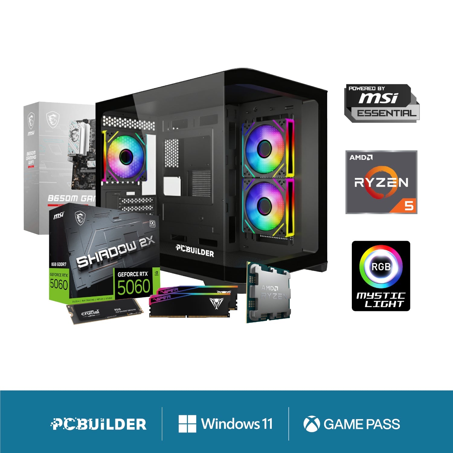 PCBuilder Ryzen 5 7600 SPECIALIST Windows 11 Gaming PC | dynacor.co.za