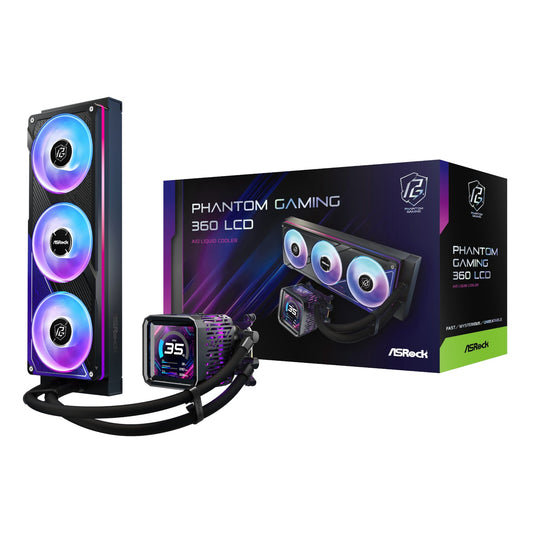 ASRock Phantom Gaming 360 LCD All-in-one Liquid CPU Cooler - Black | dynacor.co.za