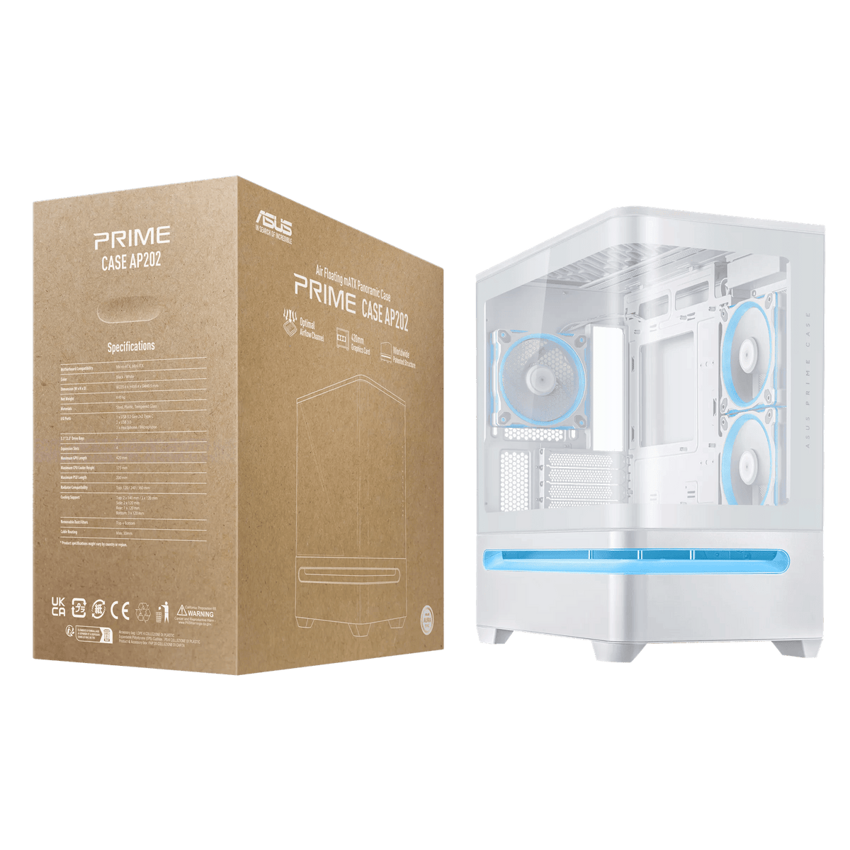 ASUS Prime AP202 ARGB mATX White Chassis | dynacor.co.za