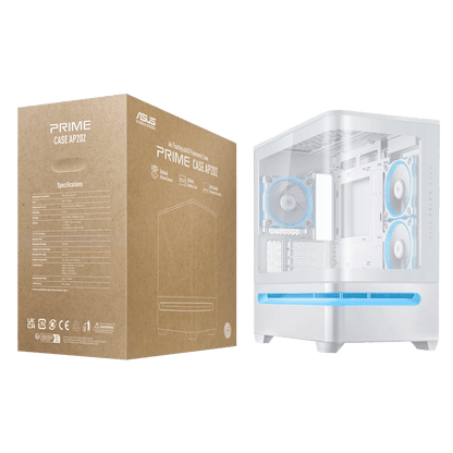 ASUS Prime AP202 ARGB mATX White Chassis | dynacor.co.za