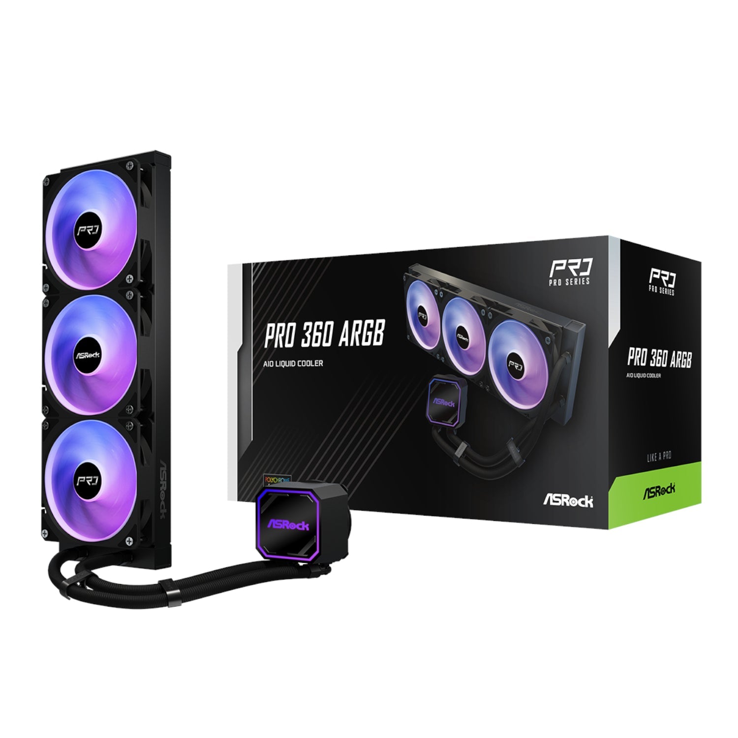 ASRock PRO 360 ARGB All-in-one Liquid CPU Cooler - Black | dynacor.co.za