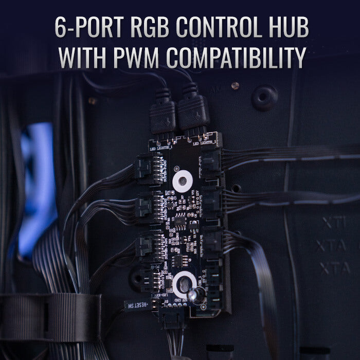 Aerocool Prism ARGB Black Mid tower case - 120mm ARGB Fan x 4; 6-port ARGB control hub - ATX - 2x 2.5'' or 2x3.5'' - 360 Radiato | dynacor.co.za