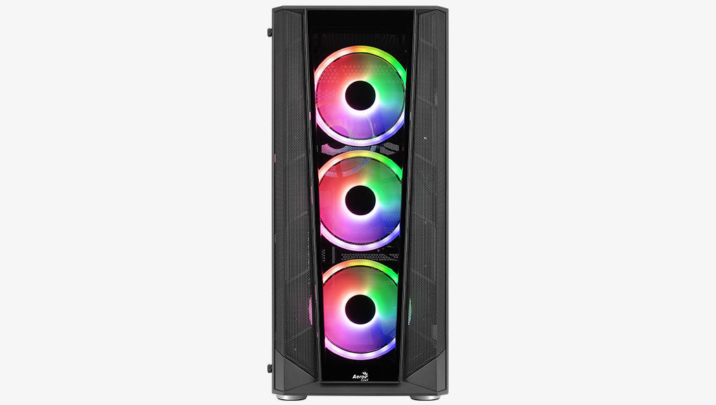 Aerocool Prism ARGB Black Mid tower case - 120mm ARGB Fan x 4; 6-port ARGB control hub - ATX - 2x 2.5'' or 2x3.5'' - 360 Radiato | dynacor.co.za