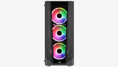 Aerocool Prism ARGB Black Mid tower case - 120mm ARGB Fan x 4; 6-port ARGB control hub - ATX - 2x 2.5'' or 2x3.5'' - 360 Radiato | dynacor.co.za
