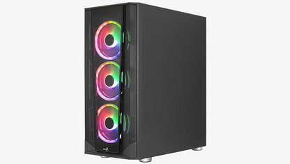 Aerocool Prism ARGB Black Mid tower case - 120mm ARGB Fan x 4; 6-port ARGB control hub - ATX - 2x 2.5'' or 2x3.5'' - 360 Radiato | dynacor.co.za
