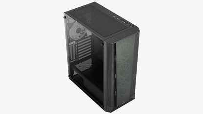 Aerocool Prism ARGB Black Mid tower case - 120mm ARGB Fan x 4; 6-port ARGB control hub - ATX - 2x 2.5'' or 2x3.5'' - 360 Radiato | dynacor.co.za